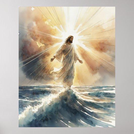 Poster Jésus Christ marche sur l'eau (Devant)