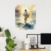 Poster Jésus Christ marche sur l'eau (Bureau à domicile)