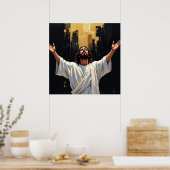 Poster Jésus-Christ Notre Sauveur | Noir et Or (Cuisine)