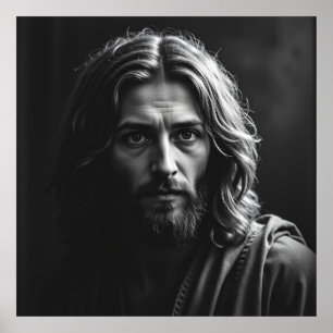 Poster Jesus Christ - Portrait artisanal de charbon de bo