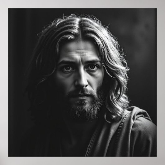 Poster Jesus Christ - Portrait artisanal de charbon de bo (Devant)