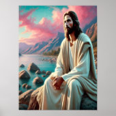 Poster Jésus Christ regarde vers l'horizon céleste (Devant)