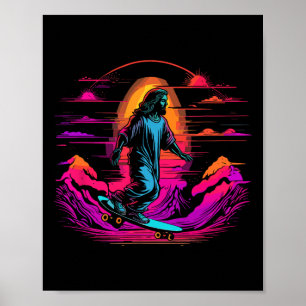 Poster Jesus Christ Skateboarding - Rétro Skate chrétien