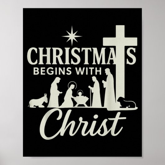 Poster Jesus Christmas Begins With Christ Pjs Pajamas Tod (Devant)