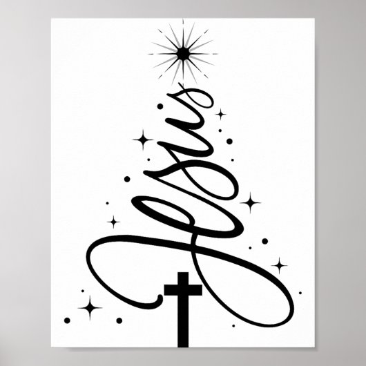 Poster Jesus Christmas Tree Christian Bible Verse Snowfla (Devant)