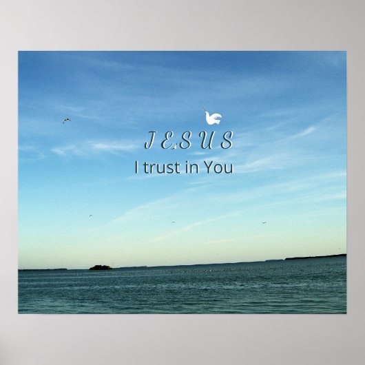 Poster Jésus & Colombe dans une Scène de Ciel Tranquille (Devant)