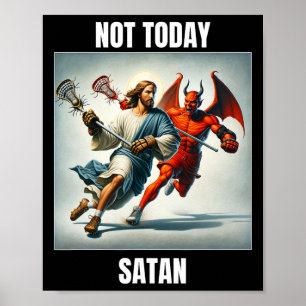 Poster Jésus Contre Satan Jouer À La Crosse - Pas Aujourd