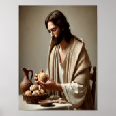 Poster Jésus dans la solitude casser le pain sacré (Devant)