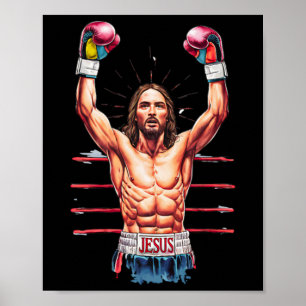 Poster Jésus Dieu Kickboxing Ou Boxe Victoire Drôle Meme
