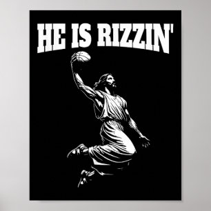 Poster Jésus Dunking Mème Ciel Basketball Dunk Il Est Ri