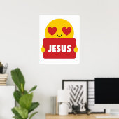Poster Jésus Emoji Coeur Chemise TShirt Tee (Bureau à domicile)