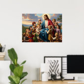 Poster Jésus entouré d'enfants (Bureau à domicile)