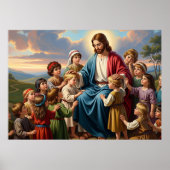 Poster Jésus entouré d'enfants (Devant)
