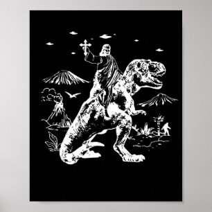 Poster Jesus équitation Dinosaur OVNI 90s Graphique