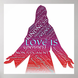 Poster Jésus est amour, compassion, non-jugement chrétien