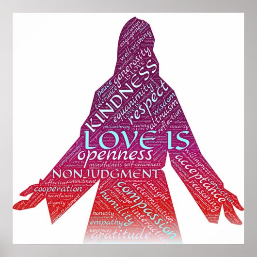 Poster Jésus est amour, compassion, non-jugement chrétien (Devant)