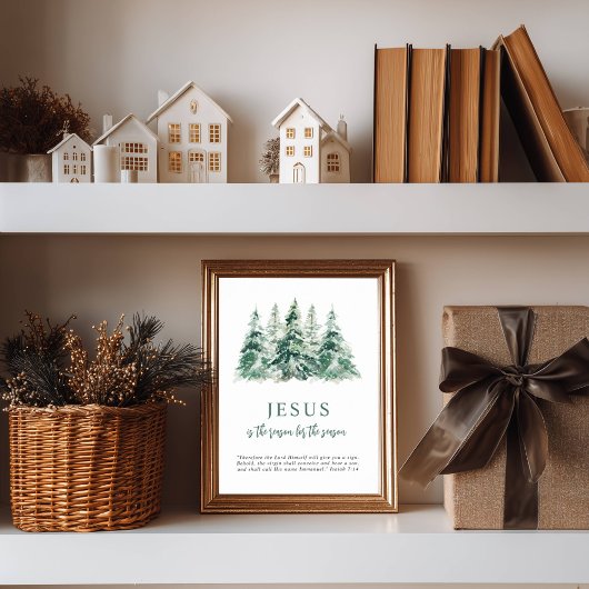 Poster Jésus est la raison de la saison Aquarelle Arbre