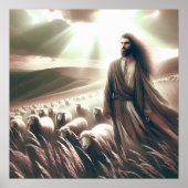 Poster Jésus Est Mon Pasteur Bible Chrétienne Art (Devant)