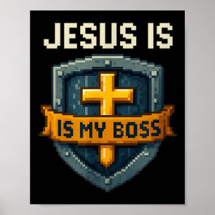 Poster Jésus est mon patron Bouclier chrétien Super-héros