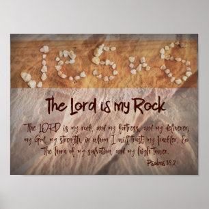 Poster Jésus est mon rocher avec la Bible Verse