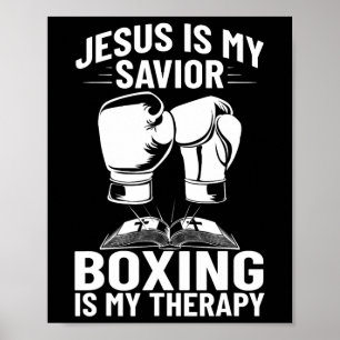 Poster Jésus Est Mon Sauveur Boxe Est Mon Thérapie Boxe T