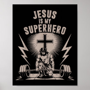 Poster Jésus Est Mon Superhéros Amusant Chrétien Entraîne