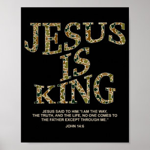 Poster Jesus Est Roi Camo Croix Chrétienne Dieu Foi Bible