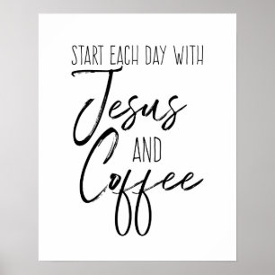 Poster Jésus et café