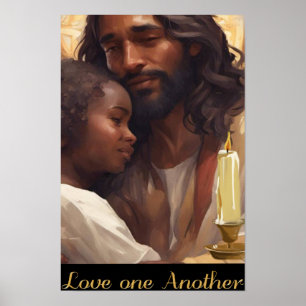 Poster Jésus et enfant chrétien Poser