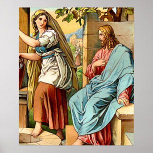 Poster jésus et femmes à l'affiche du puits