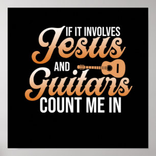 Poster Jésus Et Guitares Musique Joueur Musicien Guitaris