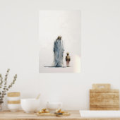 Poster Jésus et petit garçon – Aquarelle contemplative (Cuisine)
