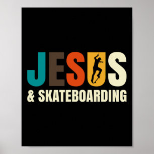 Poster Jésus et skateboard pour skater patineur