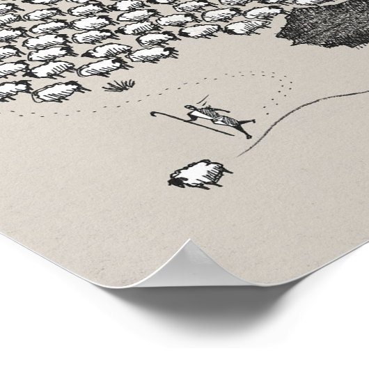 Poster Jésus Feuille les 99 - Le Bon Pasteur (Coin)