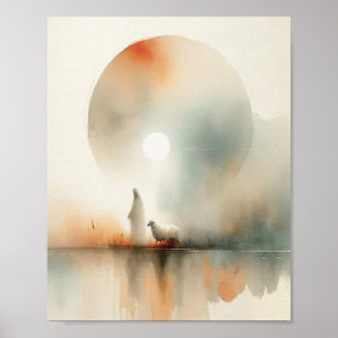 Poster Jésus Feuille les 99 - Parabole du mouton perdu