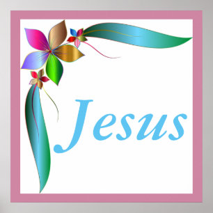 POSTER JÉSUS FLOWER RIBBON
