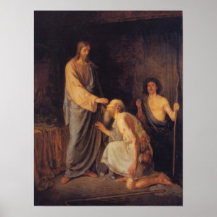 Poster Jésus guérit l'affiche aveugle