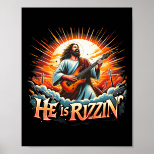 Poster Jésus Guitariste Il Est Rizzin Joyeux Jour de Pâqu