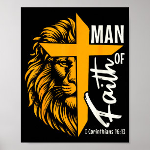 Poster Jésus Homme De Foi Lion Croix I Corinthiens 16 13