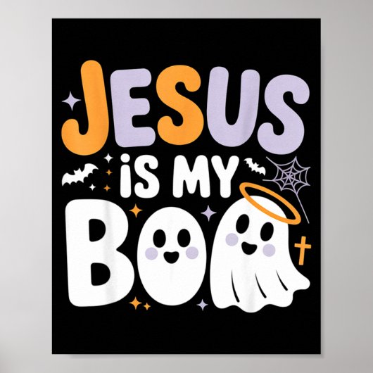 Poster Jesus Is My Boo Cute Christian Halloween Ghost Fun (Devant)