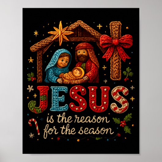 Poster Jesus Is The Reason For Season Yarn Crochet Art De (Devant)