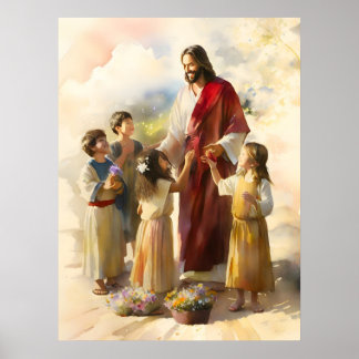Poster Jésus Joue Avec Les Enfants