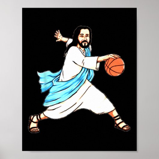 Poster Jésus Jouer Basket Fun Noël (Devant)