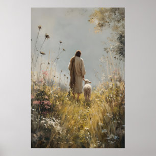 Poster Jésus laisse les 99 Le Bon Berger Brebis perdue