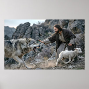 Poster Jésus le Bon Berger et Protecteur