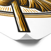 Poster Jésus levant Croix d'or avec amour (Coin)