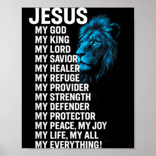 Poster Jésus - Lion Roi Chrétien Seigneur Sauveur Foi