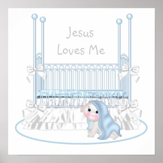 Poster Jesus Loves Me Baby Boy Nursery Art 25x25 (Devant)
