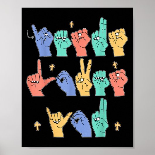 Poster Jesus Loves You Asl Christian Jesus Toddler I Sign (Devant)