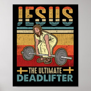 Poster Jésus L'Ultime Deadlifter Drôle Gym Entraînement